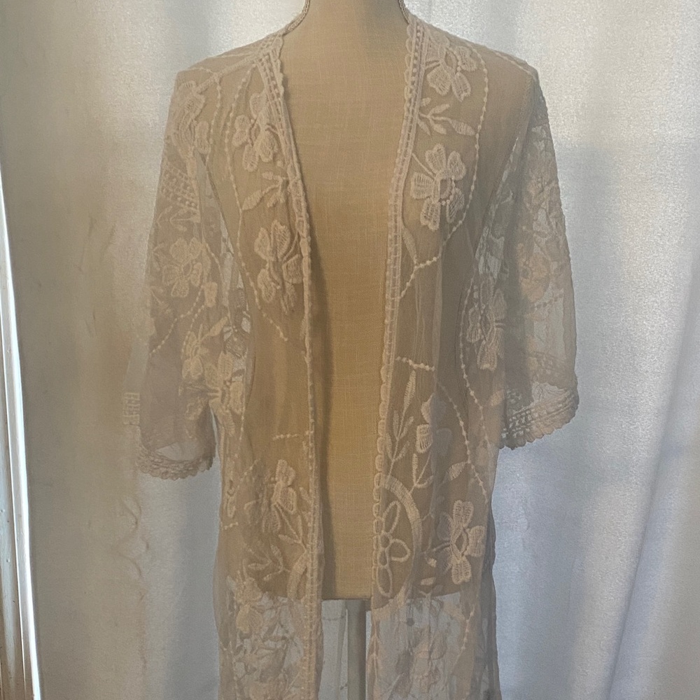 Altar'd State Ivory Lace Kimono Cover-Up
